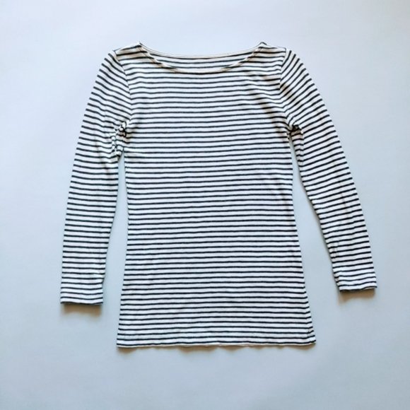Black and White Striped Long Sleeve Tee XS Jcrew - Picture 1 of 4